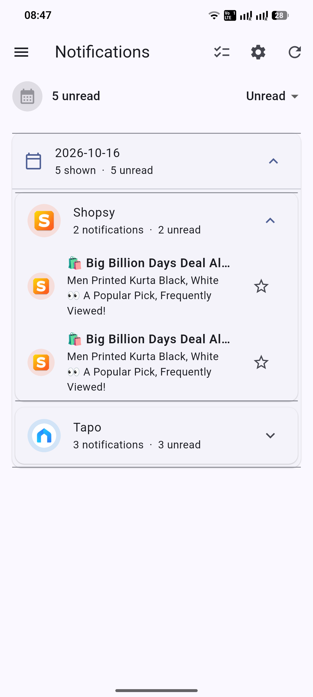 Xeta Notifications Organizer screenshot 1